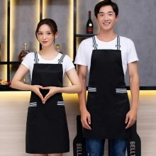 2025 fashion upgraded black denim young  halter apron cafe water proof apron uniform