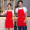 2025 fashion upgraded black denim young  halter apron cafe water proof apron uniform Color color 4