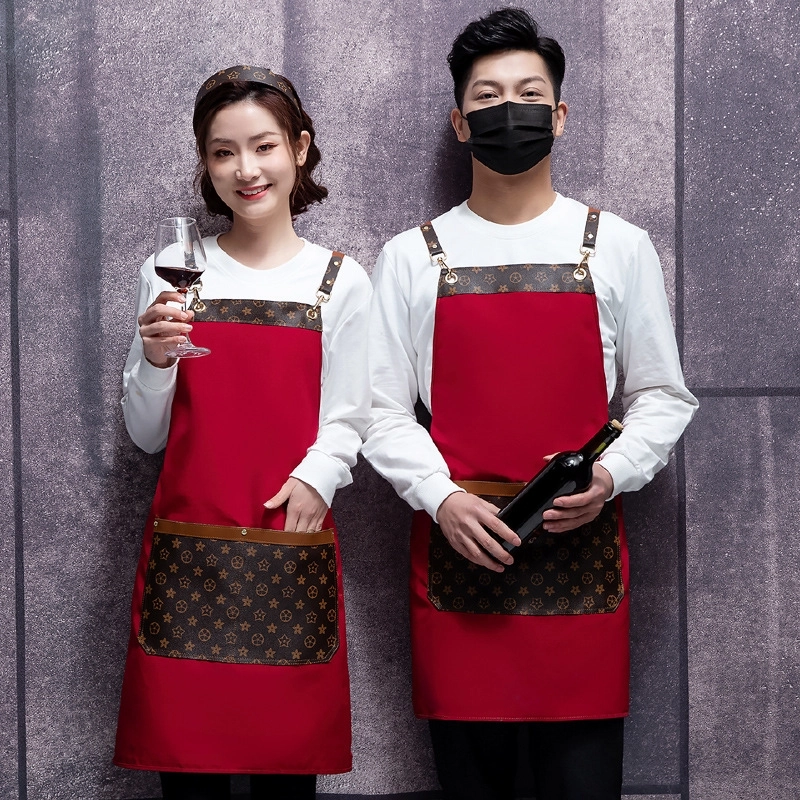 2025 Europe upgraded canvas fabric pocket halter apron cafe waiter apron