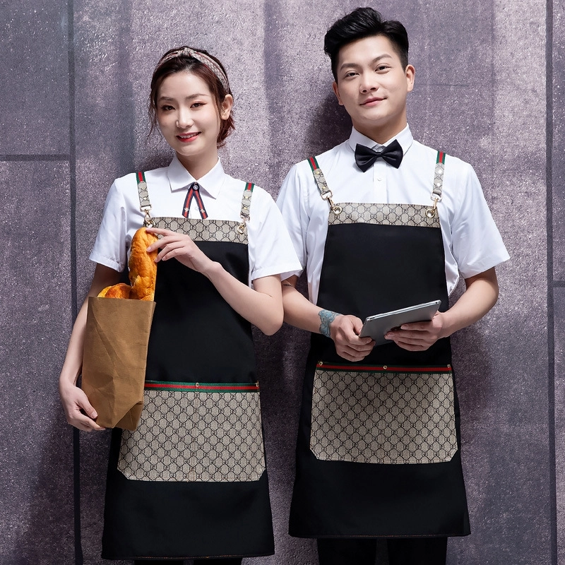 2025 Europe upgraded canvas fabric pocket halter apron cafe waiter Nail Art apron