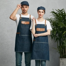 2022 Europe America fashion denim fruit store apron household halter apron cafe pub waiter  apron