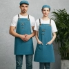2022 Europe America fashion denim fruit store apron household halter apron cafe pub waiter  apron Color color 2