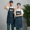2022 Europe America fashion denim fruit store apron household halter apron cafe pub waiter  apron Color color 1
