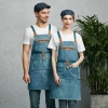 2022 Europe America fashion denim fruit store apron household halter apron cafe pub waiter  apron Color color 4