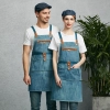 2022 Europe America fashion denim fruit store apron household halter apron cafe pub waiter  apron