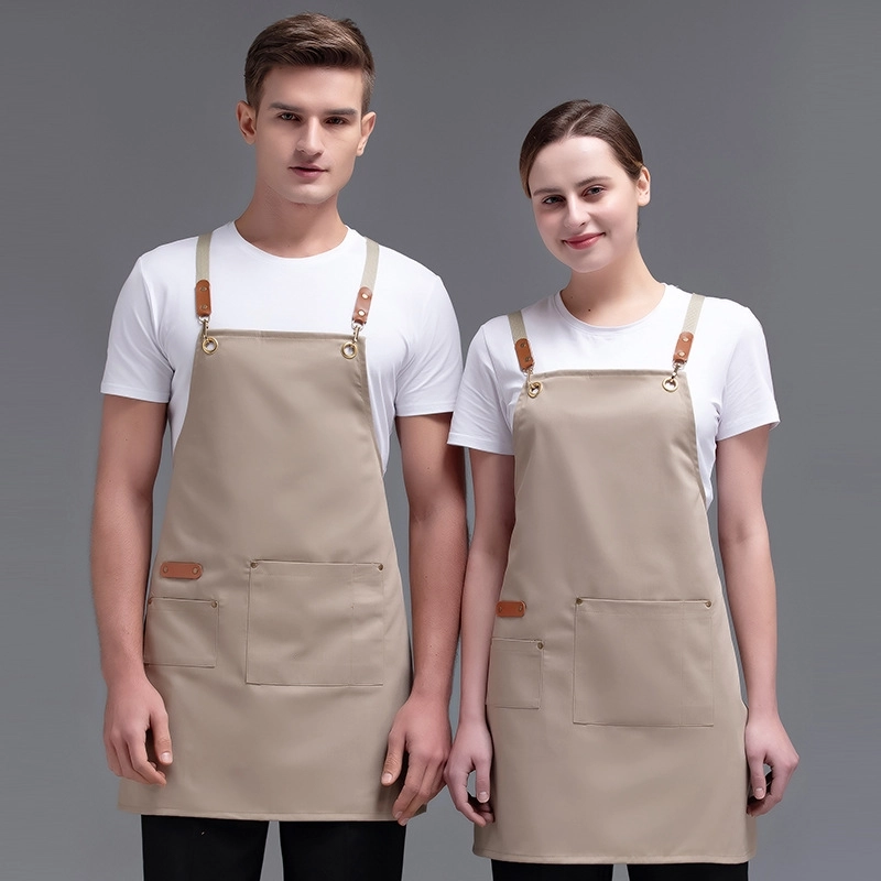 2025 Asian fruit store apron mid-length halter apron cafe pub waiter apron canvas fabric