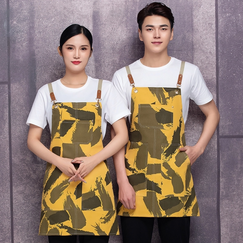 2025 high quality camouflage printing work apron chef halter apron  waiter  apron