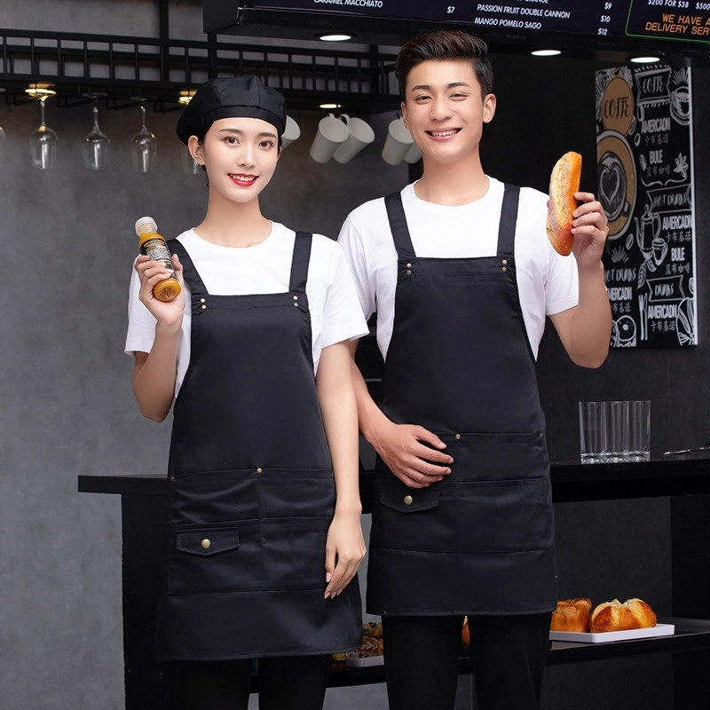 2025 high quality light grey work apron chef halter apron waiter apron