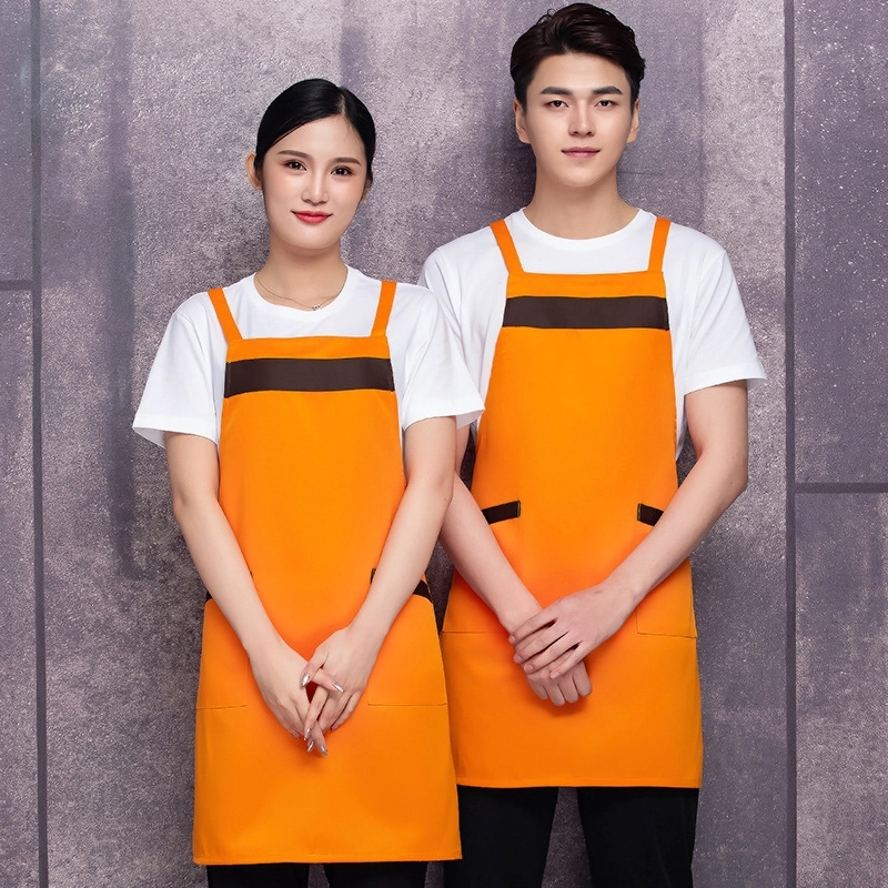 2025 high quality orange work apron chef halter apron waiter apron