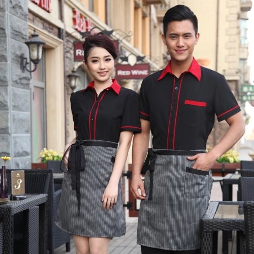 classic short sleeve stand collar waiter shirt