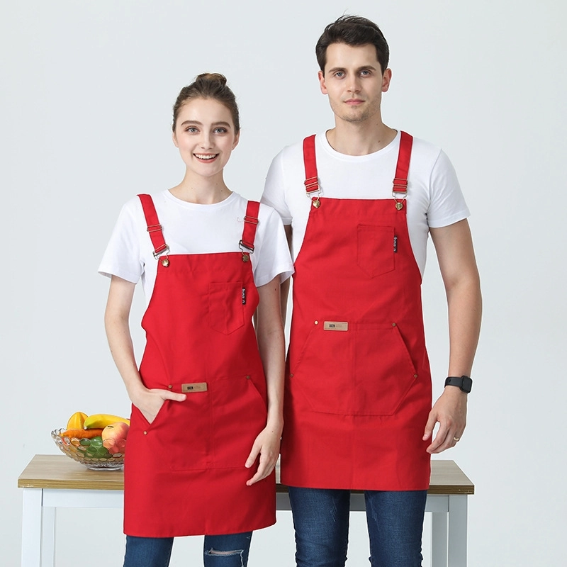 2025 fashion canvas halter apron fruit store apron caffee shop household apron custom logo supported