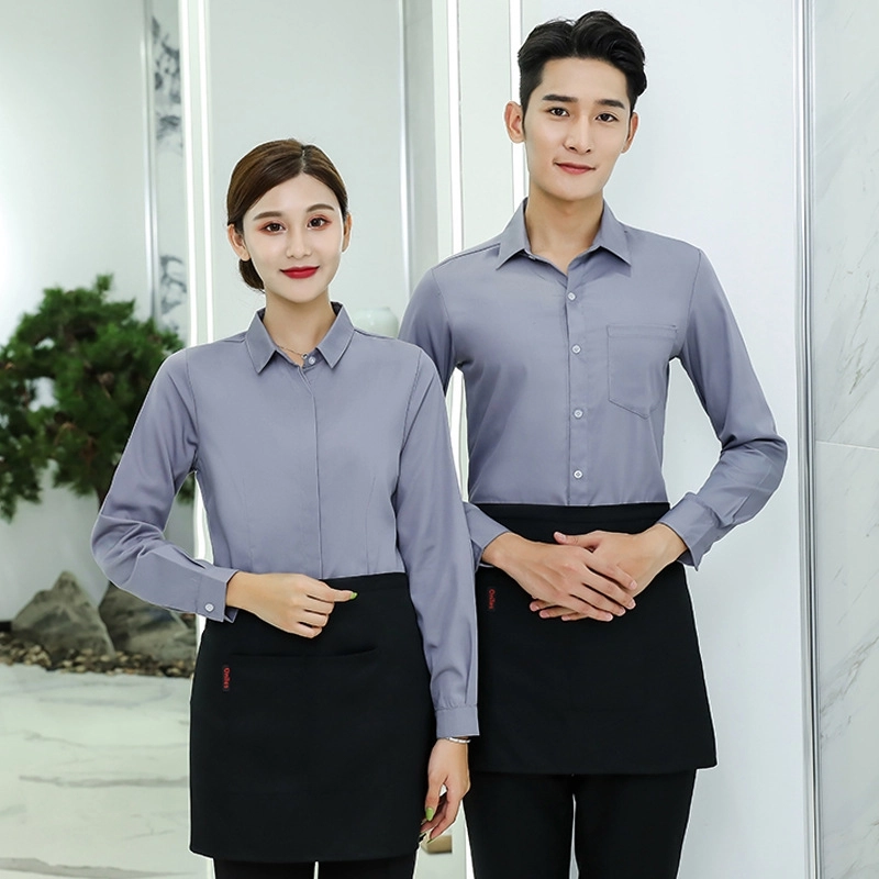2025 fashion cafe pub breathable office work  shirt staff uniform women men shirt