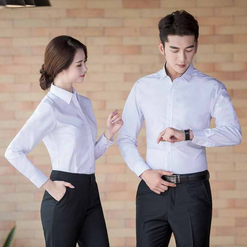 2025 Korea long sleeve cafe pub breathable office work  shirt  uniform women men shirt