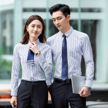 2025 Korea long sleeve cafe pub stripes printing office work  shirt  uniform women men shirt