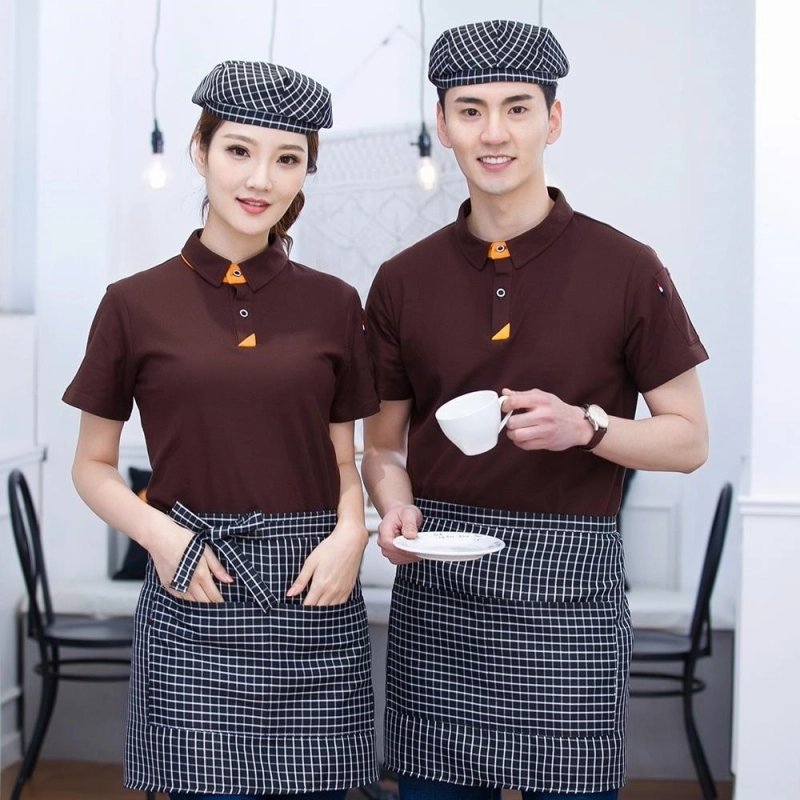 2025  fashion high quality work t-shirt unifrom waiter waitress tshirt for waiter