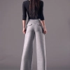 Korea linen invisible zipper office career work women's wide leg pant trousers jeans