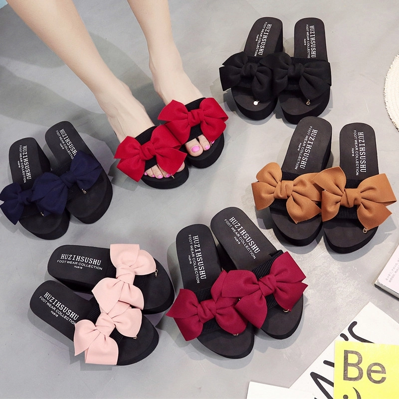 2025 fashion nice cloth bow beach slipper summer  women  slipper sandals