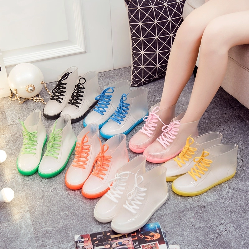 2025 Transparent Sweaty fashion colorful crystal transparent PVC women rain boot