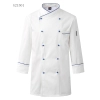fashion double-breasted chef coat chef jacket uniform with airhole Color white coat (blue hem)
