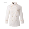 fashion double-breasted chef coat chef jacket uniform with airhole Color white coat (gold hem)