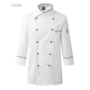 fashion double-breasted chef coat chef jacket uniform with airhole Color white coat (black hem)