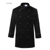 fashion double-breasted chef coat chef jacket uniform with airhole Color black coat(gray hem)