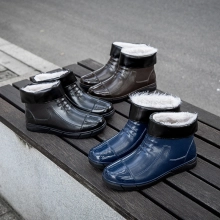 2025  winter thermal men design low hem women rain boot flat rain boot