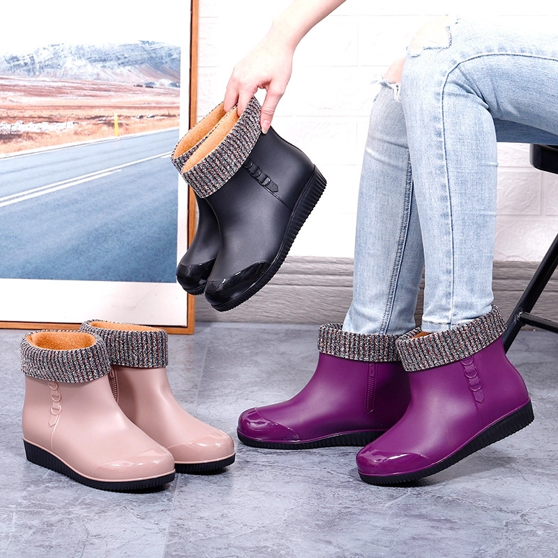 2025 new design autumn winter warm water proof low hem women rain boot