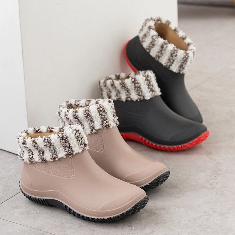 2025 new design autumn winter warm fleece water proof women rain boot outdoor boot