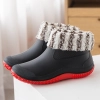 2025  new design autumn winter warm fleece water proof  women rain boot outdoor boot