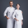 2022   Europe  design white color bread house baker cooking  coat  chef jacket uniform workwear