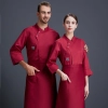 2025   Europe  design white color bread house baker cooking  coat  chef jacket uniform workwear Color Black