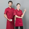 2022   summer short  sleeve bread house baker coat cooking  coat  chef jacket uniform workwear Color color 4