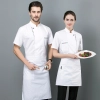 2022 short sleeve chef  coat  contract hem chef jacket uniform workwear   cheap chef clothes