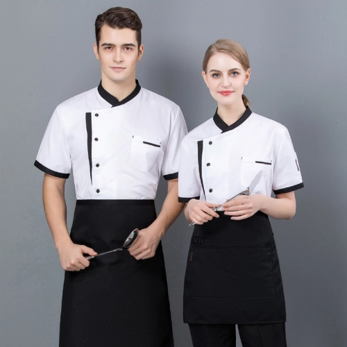 2025 short sleeve chef  coat  contract hem chef jacket uniform workwear   cheap chef clothes