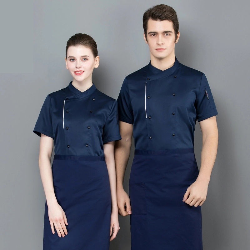 2025 short sleeve chef coat double breasted button chef jacket uniform workwear cheap chef clothes
