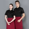 2022 short sleeve chef  coat double breasted button  chef jacket uniform workwear   cheap chef clothes