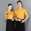 2022 short sleeve chef  coat double breasted button  chef jacket uniform workwear   cheap chef clothes