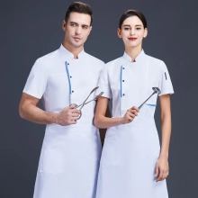 2025 summer design blue hem chef jacket uniform workwear baker  cheap chef clothing