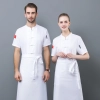 2025 Chine Flag print chef jacket uniform workwear baker  chef blouse