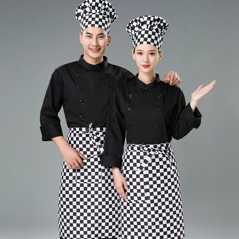 2025 black dual row buttons chef jacket uniform workwear baker chef blouse jacket