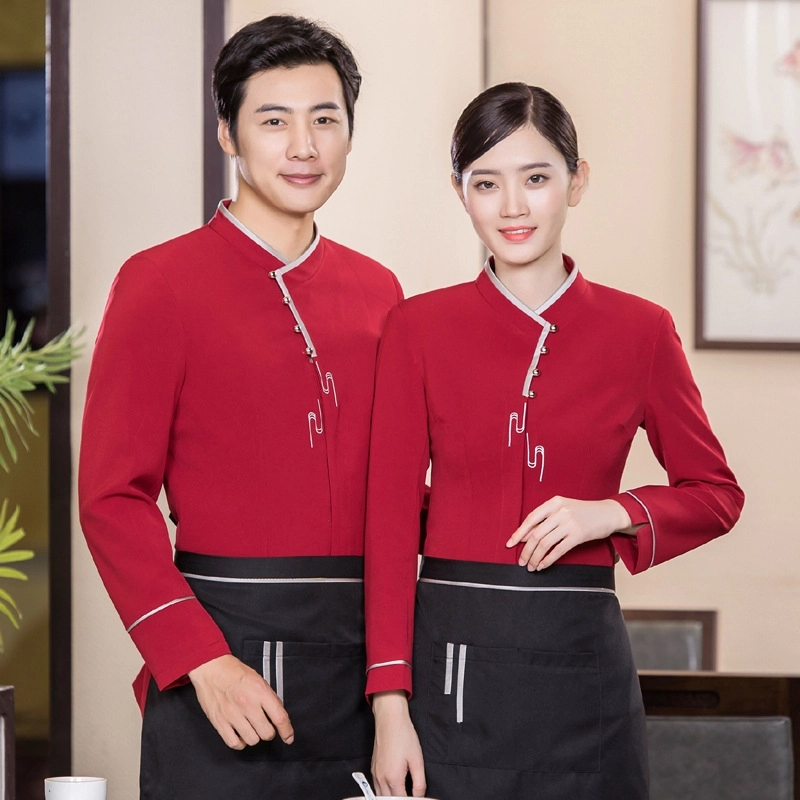 2025 Chinese style sleeve tea house restaurant waitress waiter blouse jacket cafe house wait staf uniform