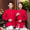 2025  Chinese style sleeve  tea house  waitress waiter  blouse jacket cafe  wait staf uniform Color color 2