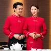 2022  Asian design long sleeve  tea house  waitress waiter  blouse jacket cafe  wait staf uniform Color color 2