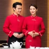 2022  Asian design long sleeve  tea house  waitress waiter  blouse jacket cafe  wait staf uniform