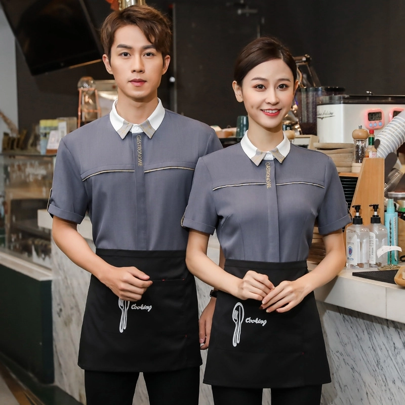 2025 Korea style short sleeve  tea house/ hot pot waitress waiter jacket  wait staf uniform discount