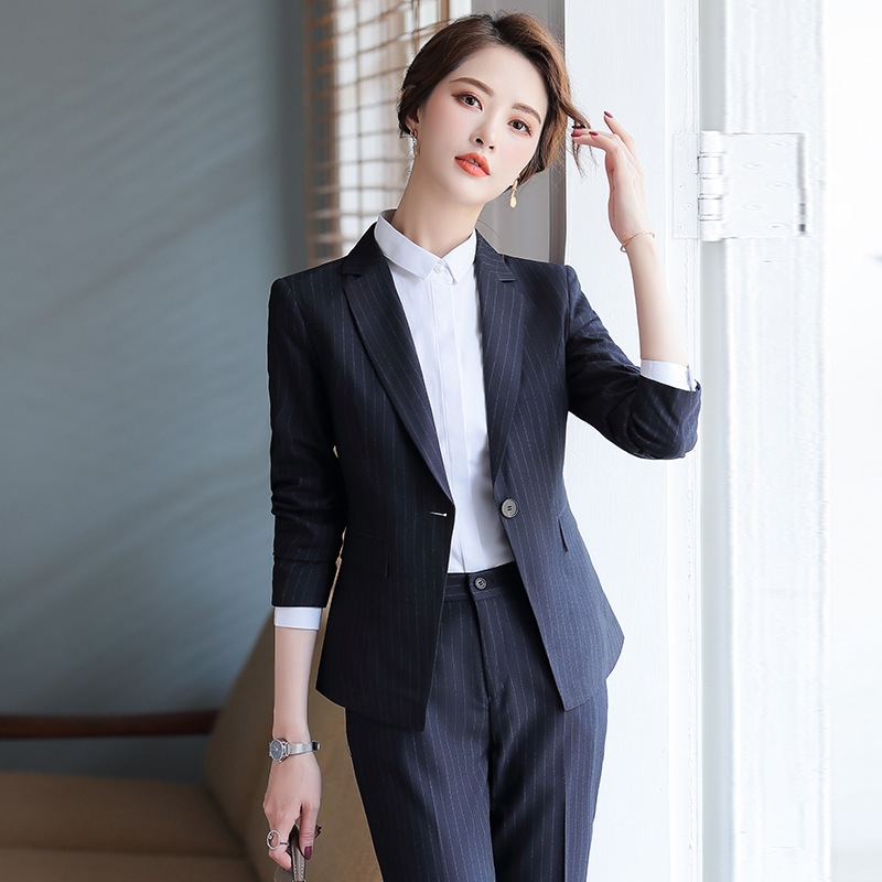 2022 fashion stripes women Attendant pant skirt Suits OL women sales representative work wear formal uniform