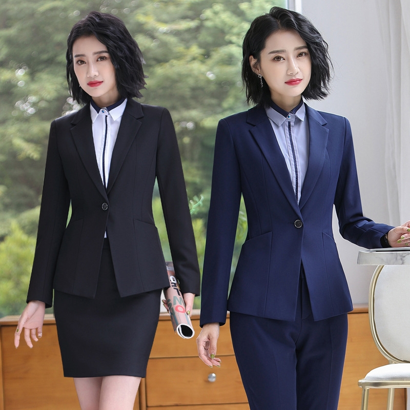 fashion upgrade business office lady women suit sales representative pant suit as uniform