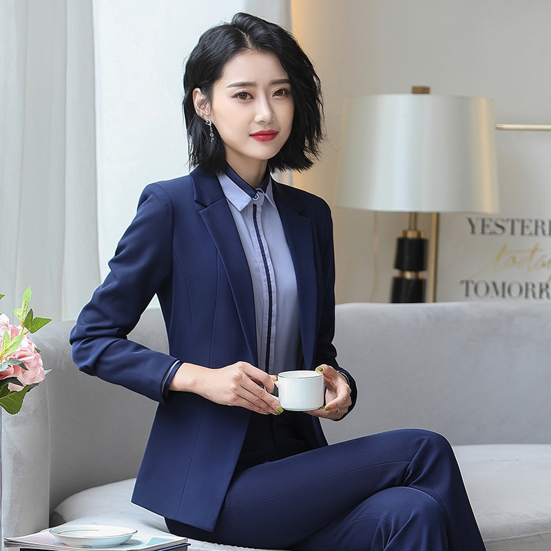 fashion upgrade business office lady women suit sales representative pant suit as uniform