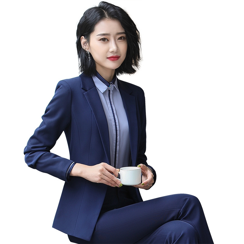 fashion upgrade business office lady women suit sales representative pant suit as uniform